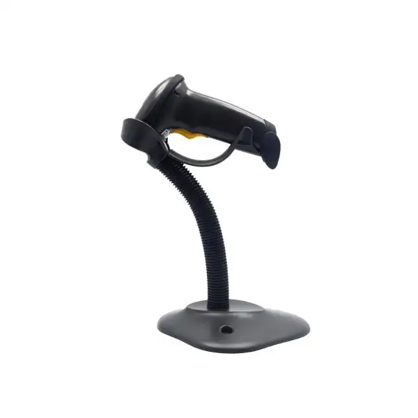 DS2208-Barcode-Scanner3 Professional scanning device mounted on adjustable stand featuring ergonomic trigger design