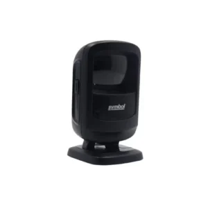Black Symbol branded desktop barcode scanner with large scanning window and professional finish