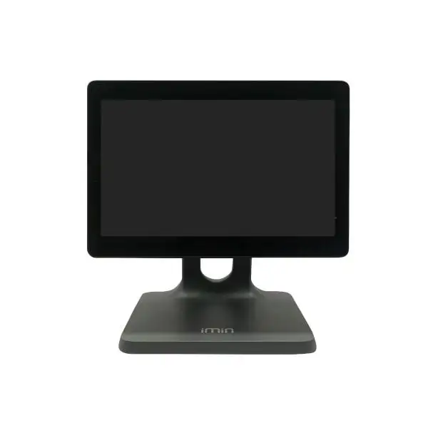 IMIN-D2-402-Pos-Terminal Clean front view of iMin POS terminal with black touchscreen display and minimalist desktop design