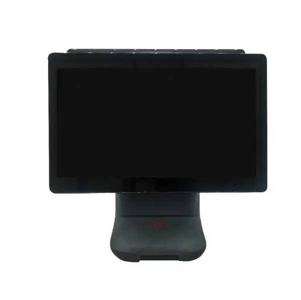 IMIN-D4-505-Android-7.1-iMin-OS-Pos-Terminal4 Front view of black POS terminal featuring touchscreen display and iMin branding