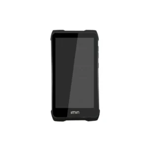 Front view of rugged iMin tablet device with reinforced corners and protective casing for business use
