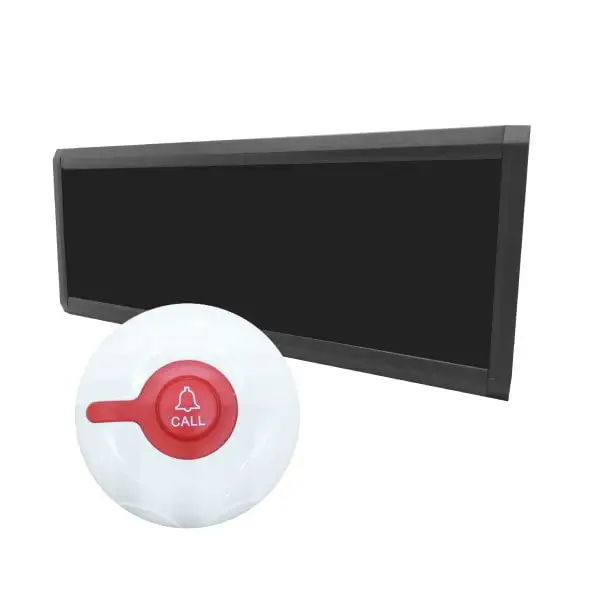 MBB2-MB82-Call-Bell-System Black display screen with white call bell system button showing red call icon for restaurant