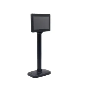 Professional square customer display featuring modern black design and clear screen visibility for retail operations