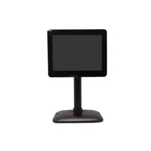Black LCD customer POS display with stable base mount and clear screen for retail checkout information viewing