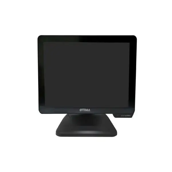 MC15E-Monitor-Display3 Front-facing black touchscreen monitor with clear LCD display and professional appearance for business environments