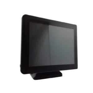 Modern black point-of-sale terminal featuring sleek design and stable desktop configuration