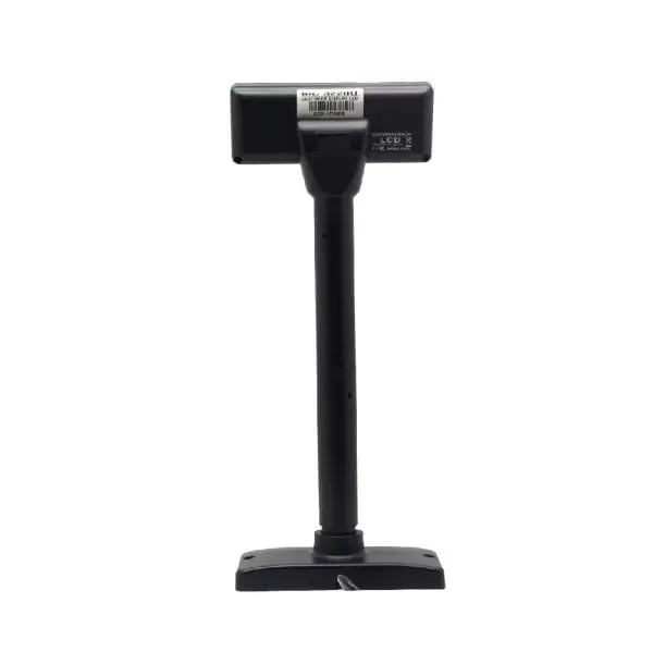 MC3220-Pos-Display4 Back panel of black customer display terminal revealing model information and connection interfaces