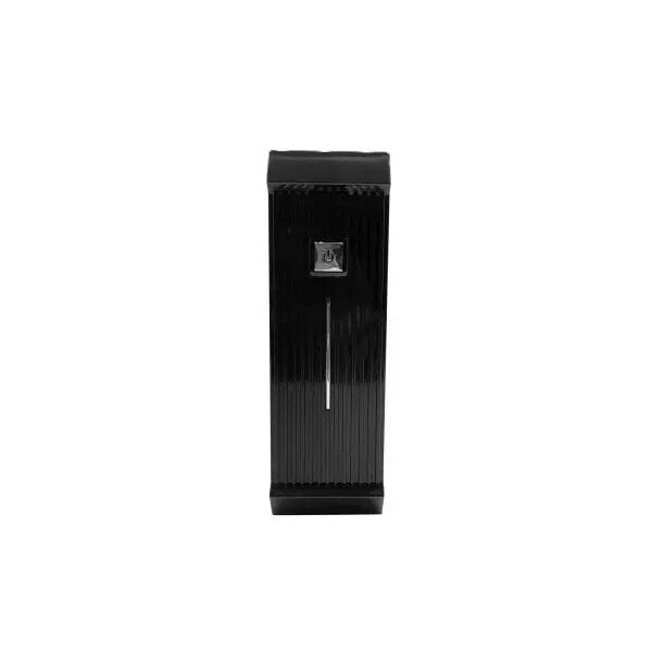 MC500-Mini-Pc1 Vertical mini PC in black finish with ribbed cooling design and front-mounted power control interface