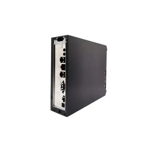 MC500-Mini-Pc3 Angled view of mini PC showing front and side panels with exposed connectivity ports and professional finish
