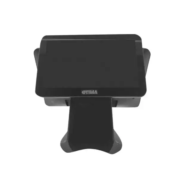 MC915-I3-Pos-Terminal3 Front view black OTIMA POS terminal with touch screen interface and professional appearance