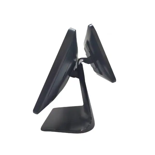 MC915-I3-Pos-Terminal4 Dual-screen black POS terminal configuration showing main display and secondary customer screen