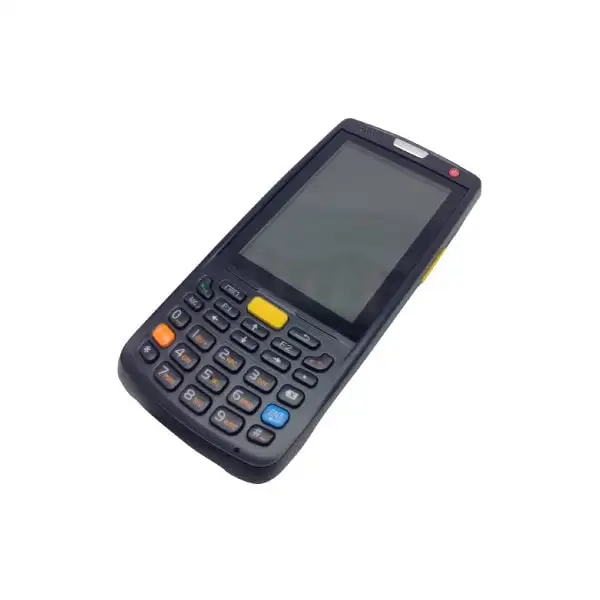 MC95V-Mobile-Pos2 Angled view of mobile POS terminal showing ergonomic design and comprehensive keypad layout for operations
