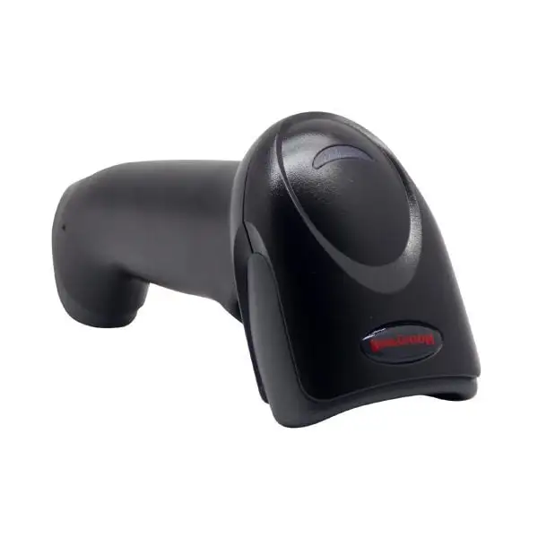 MP1250-Barcode-Scanner Black handheld barcode scanner with ergonomic grip design and integrated status indicator