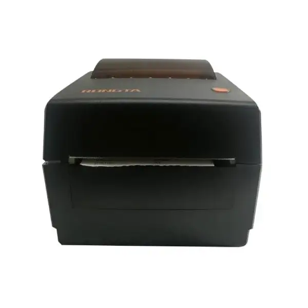 MP410RP-Barcode-Printer Front view Rongta thermal barcode printer with orange status indicator and professional black housing design