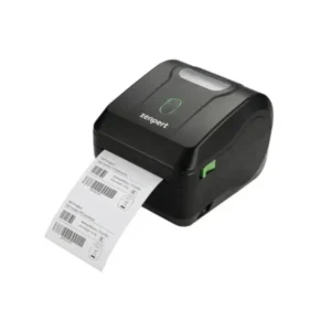 Zenpert thermal barcode printer with green LED indicator printing white labels for desktop applications