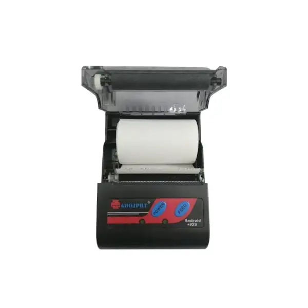 MP58J-bluetooth-Pos-Printer4 GOOJPRT thermal receipt POS printer with transparent cover displaying easy paper loading system