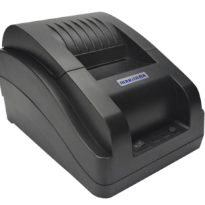 Commercial desktop thermal POS printer featuring integrated paper holder and sturdy construction