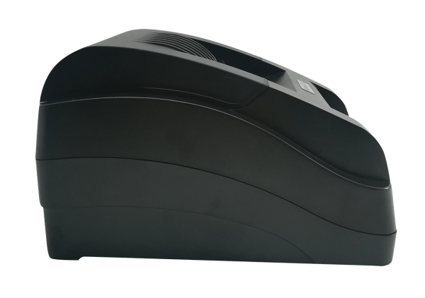 MP58RPB-L-Pos-Printer3 Desktop thermal POS printer showing curved design and integrated paper feeding system components