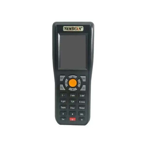 MT2008-Mobile-Pos Mobile POS scanning device featuring orange accent button and comprehensive numeric keypad for business operations