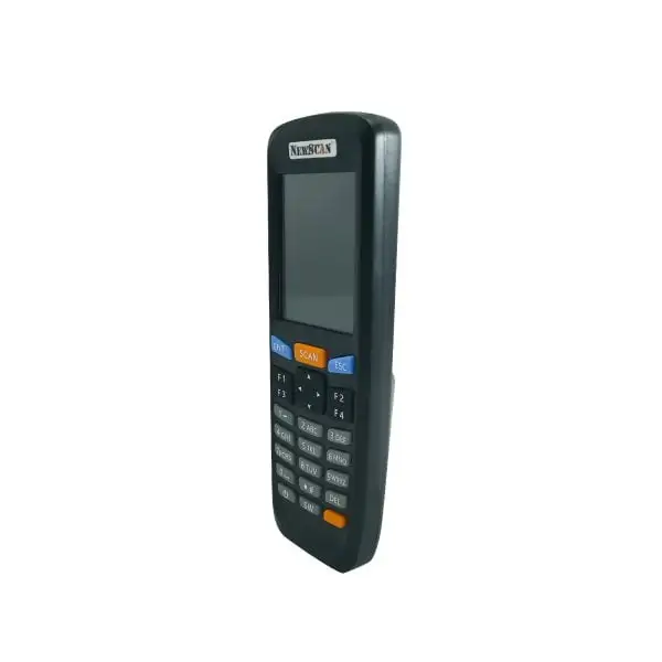 MT4008-Mobile-Pos1 Side view of compact data collection device showing ergonomic grip design and function button placement