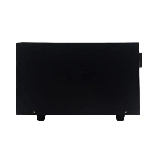 TSC244MPRO-Barcode-Printer2 Side profile view of TSC industrial barcode printer showing robust black construction and compact design