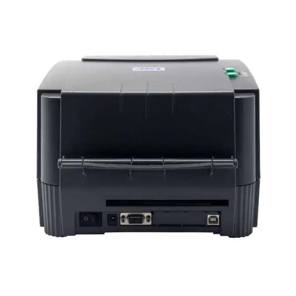 TSC244PRO-Barcode-Printer3 Rear connectivity panel of TSC barcode printer showing USB and serial ports with green LED indicators