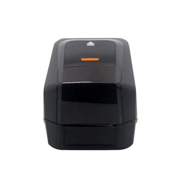 WINCODE-C342-Barcode-Printer2 Professional thermal transfer printer displaying orange indicator light and streamlined black housing