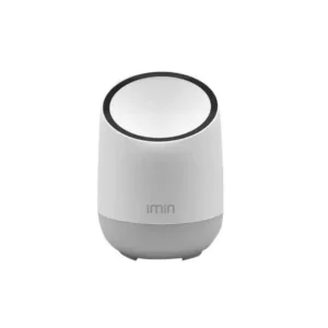 Compact barcode reader displaying angled scanning window and modern cylindrical design aesthetic