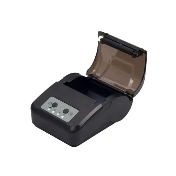 ZYWELL-ZM03-bluetooth-Pos-Printer1 Mobile thermal receipt printer displaying open paper loading compartment and control panel for portable applications