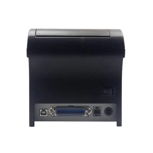 ZYWELL-ZY805-Pos-Printer4 Black thermal receipt printer rear connectivity panel such as serial ports for POS systems integration