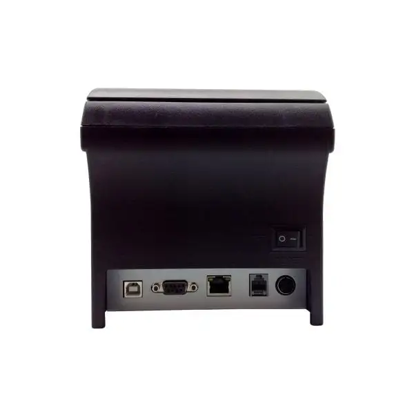 ZYWELL-ZY906-Pos-Printer4 Rear view of thermal POS printer showing multiple connectivity ports including serial and ethernet connections