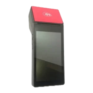 Portable point-of-sale device with integrated touchscreen and contactless payment reader, designed for flexible transaction processing in modern retail environments